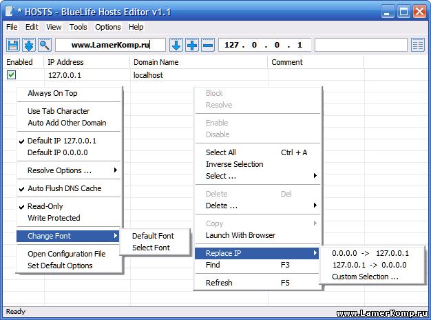 BlueLife Hosts Editor - редактор hosts файла