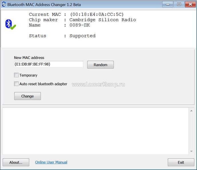Bluetooth MAC Address ChangerBluetooth MAC Address Changer